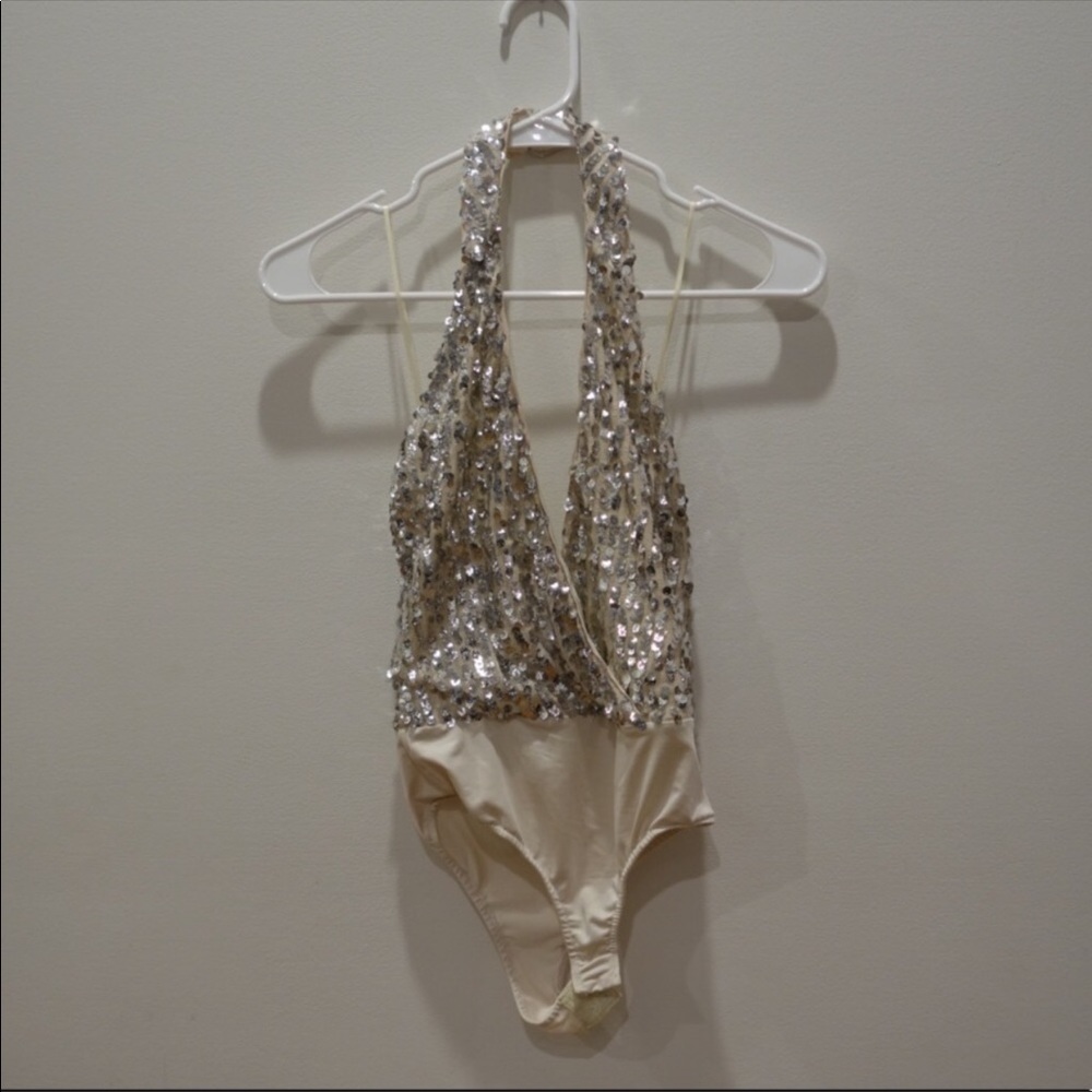 Born To Dazzle Embellished Glitter Bodysuit